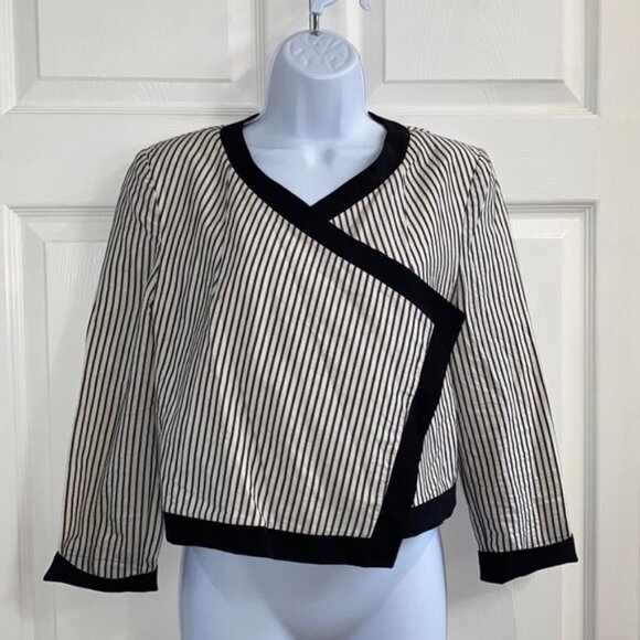 Tibi New York Women's Blouse Black & White Stripe Size 2 - Picture 1 of 11